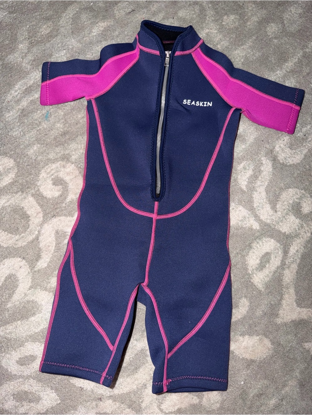 Girls Navy & Pink Shorty Wetsuit